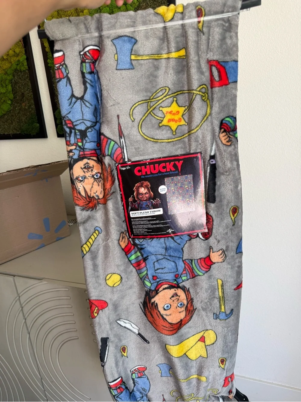 Chucky Blanket Halloween - Gray Character Print